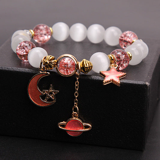 Gold Link Celestial Body Pearl Bracelet