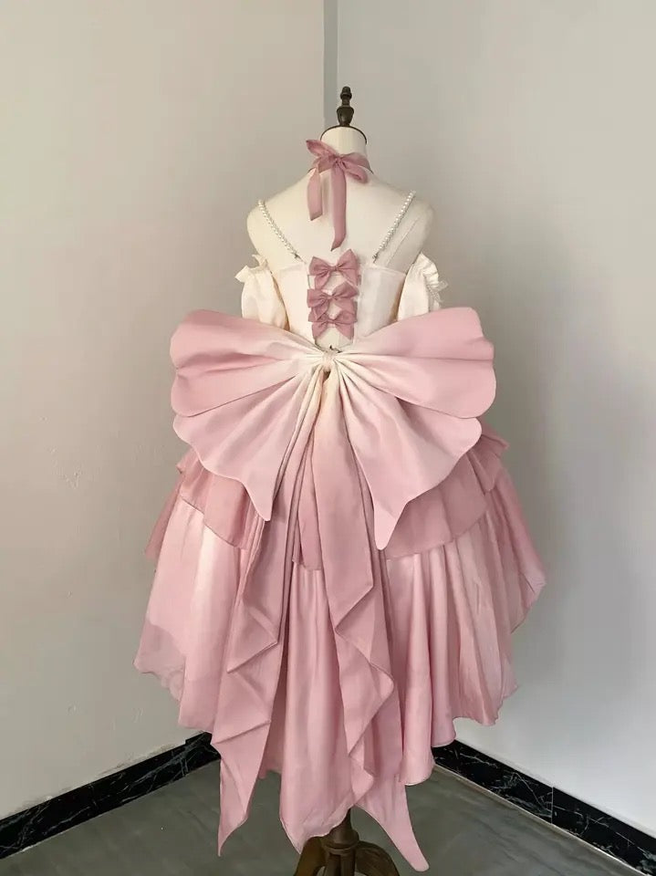 Gradient Bowknot Pearl Rosette Lolita Dress