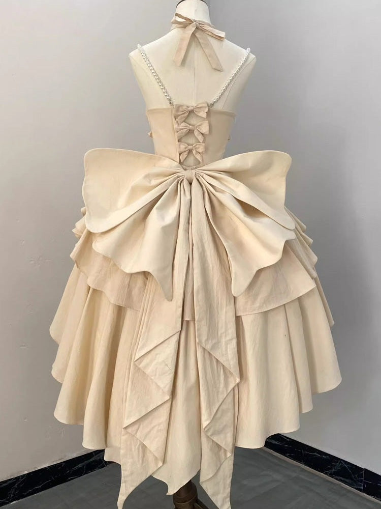 Gradient Bowknot Pearl Rosette Lolita Dress