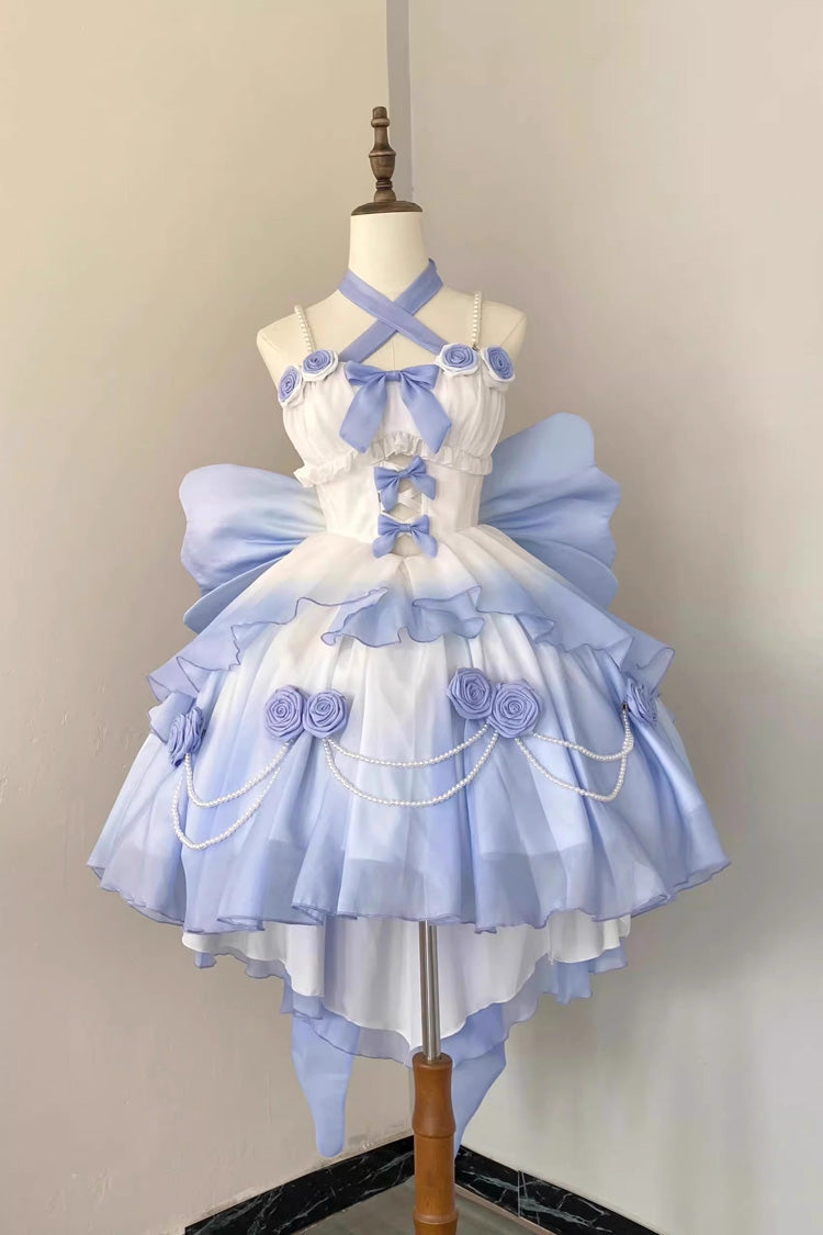 Gradient Bowknot Pearl Rosette Lolita Dress