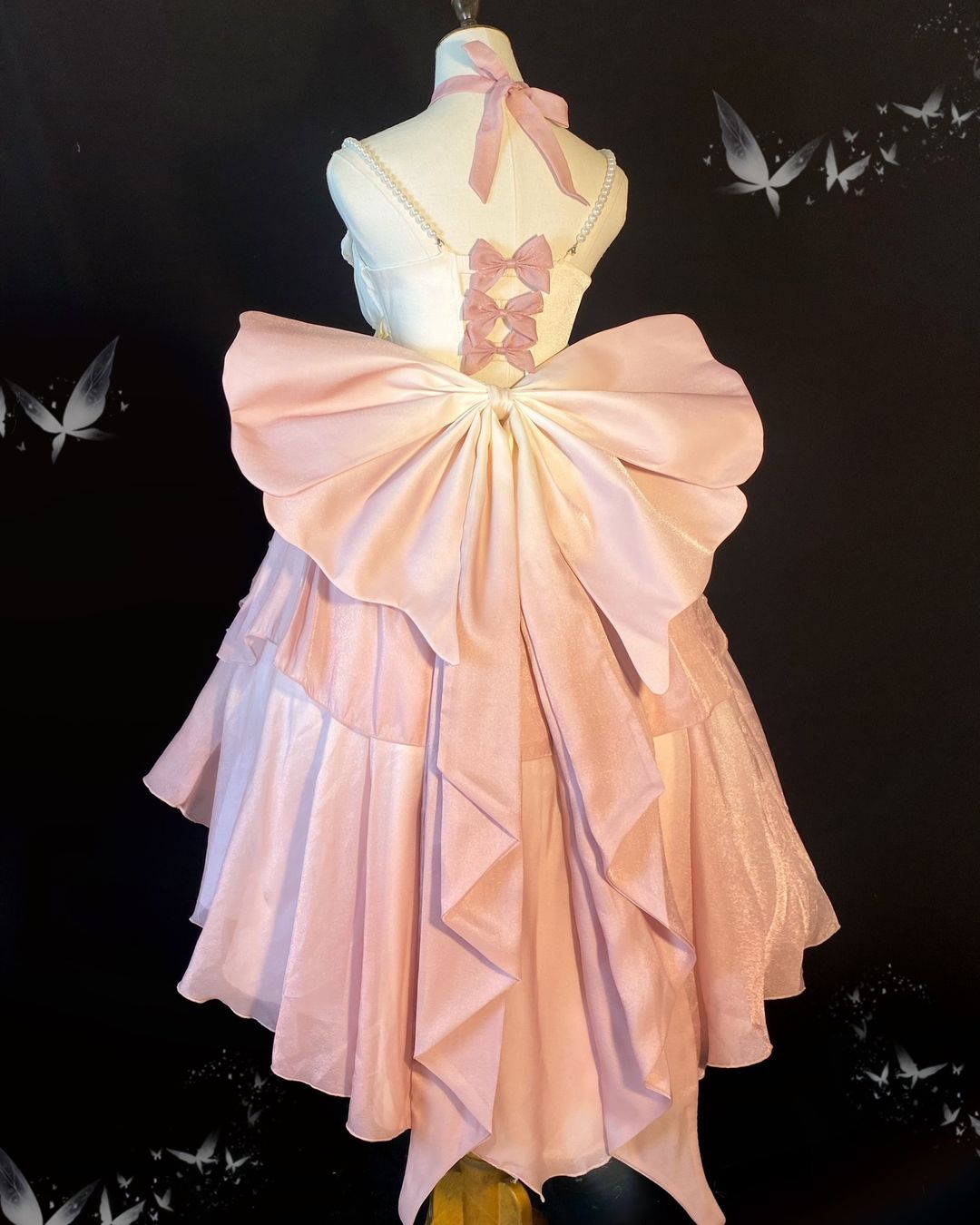 Gradient Bowknot Pearl Rosette Lolita Dress