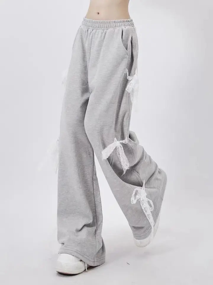 Gray Side Bow Tie Sweatpants