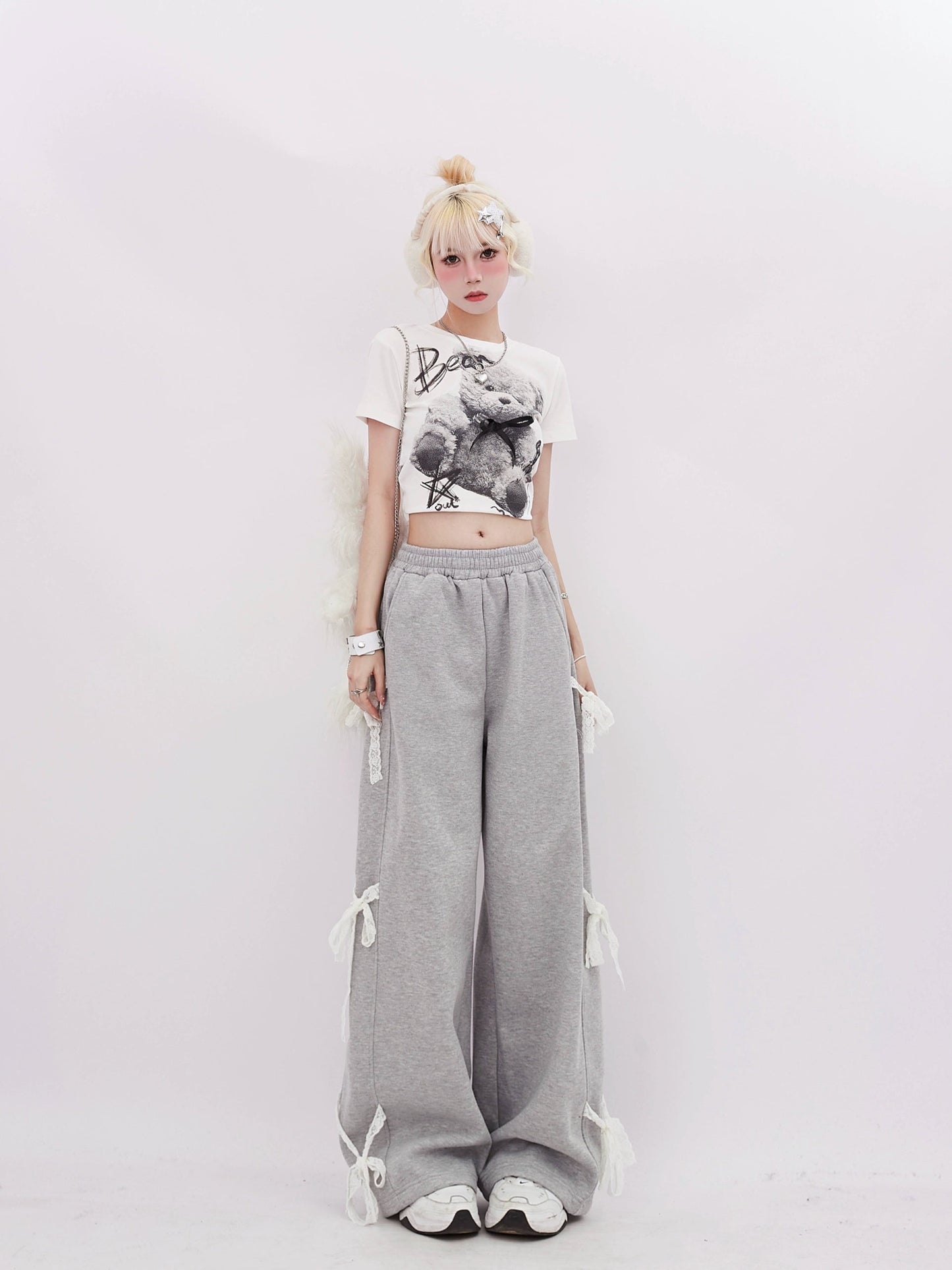 Gray Side Bow Tie Sweatpants