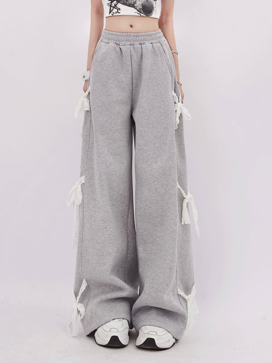 Gray Side Bow Tie Sweatpants