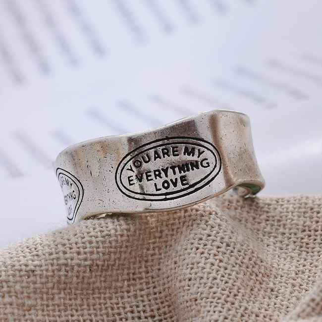 Green Stripe Letter Ring