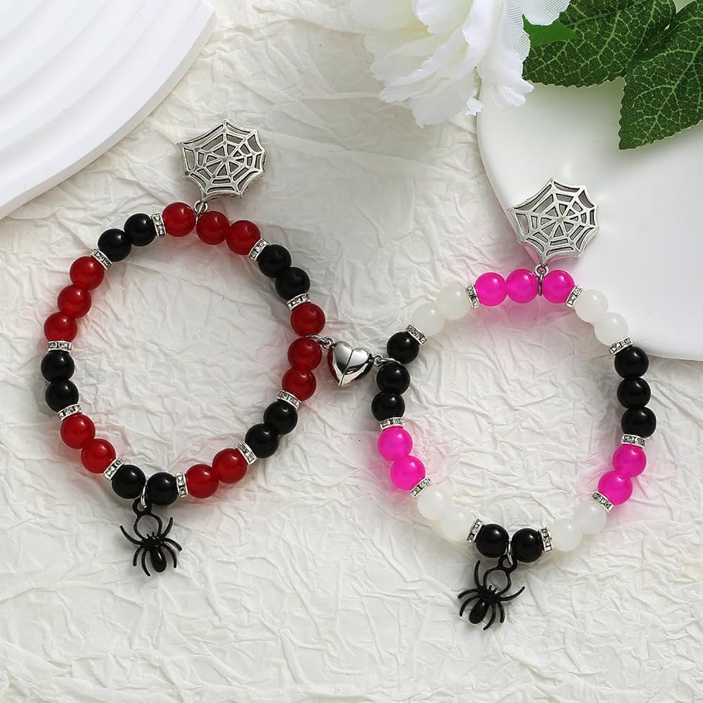 Gwen & Spidey Web Magnetic Beaded Couples Bracelets