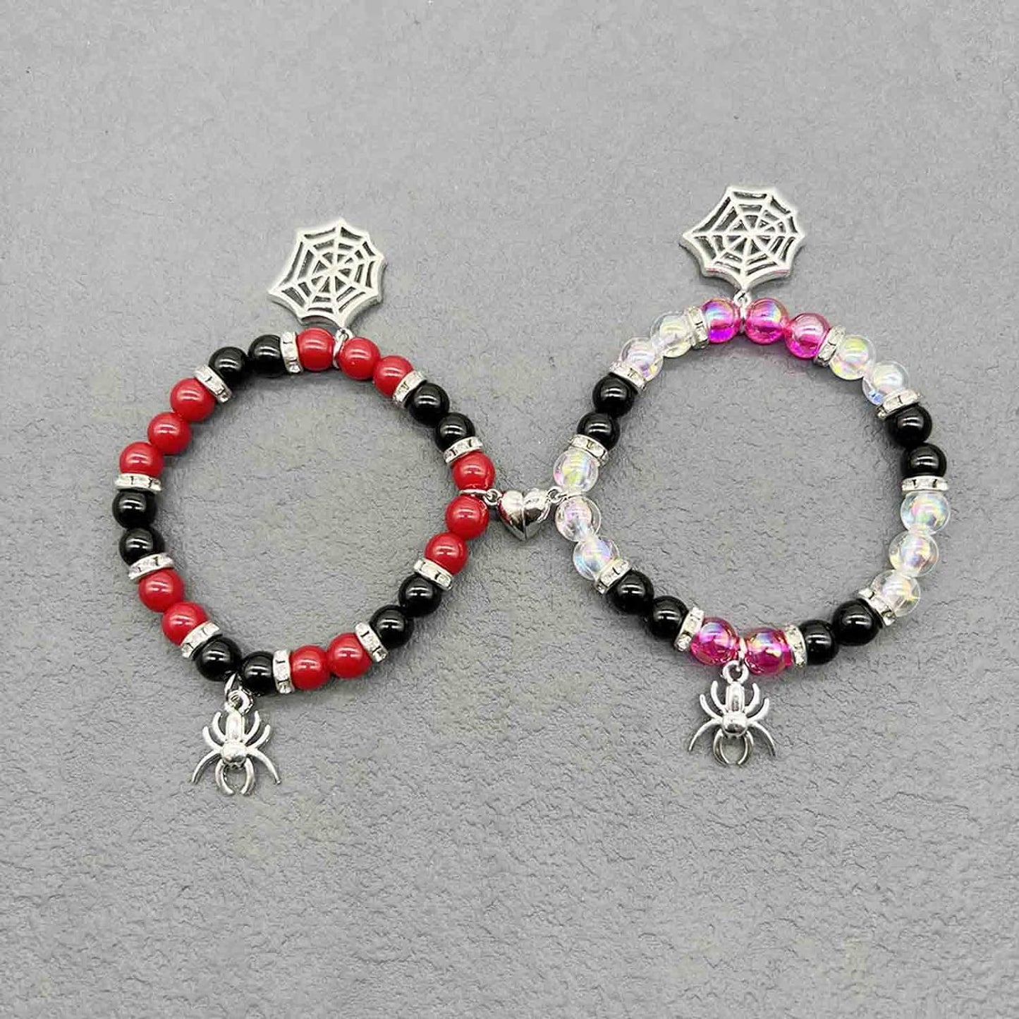 Gwen & Spidey Web Magnetic Beaded Couples Bracelets