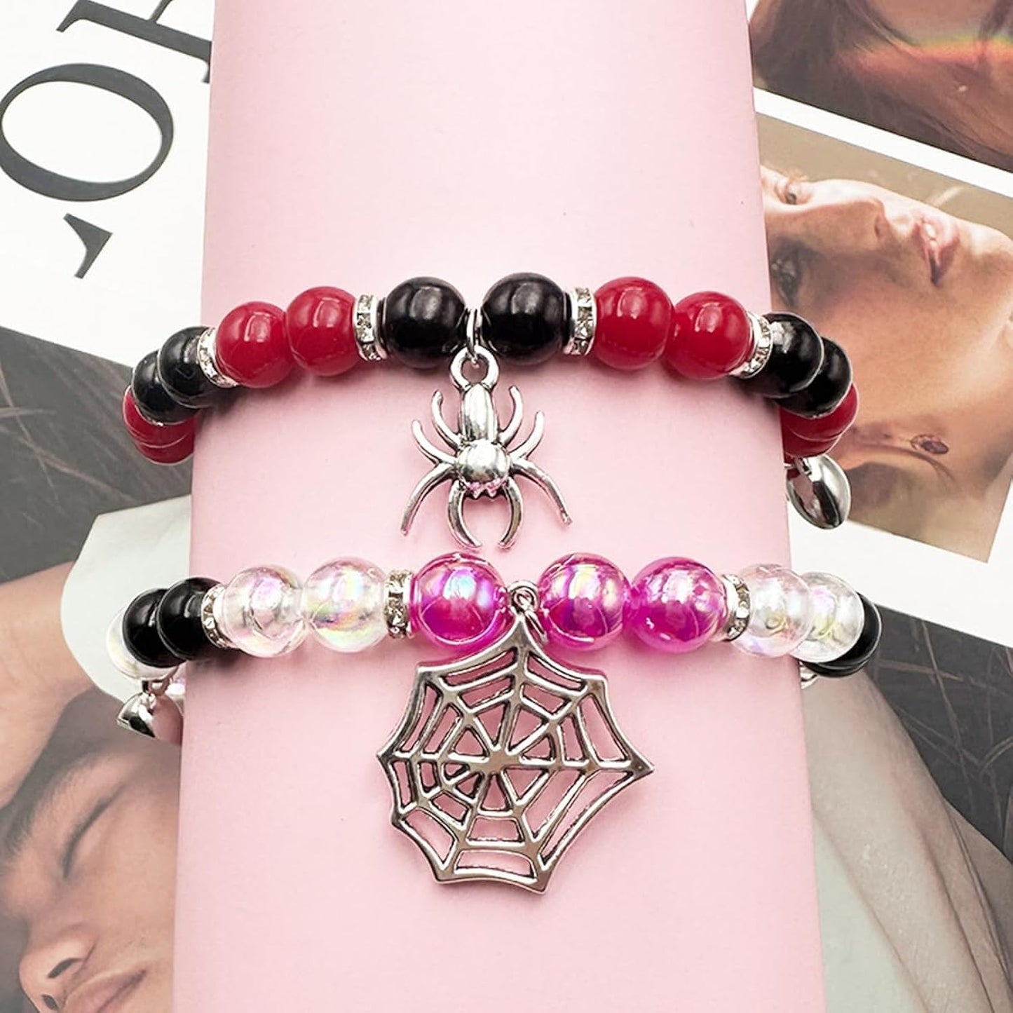 Gwen & Spidey Web Magnetic Beaded Couples Bracelets