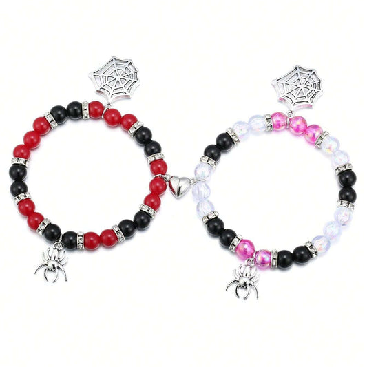 Gwen & Spidey Web Magnetic Beaded Couples Bracelets