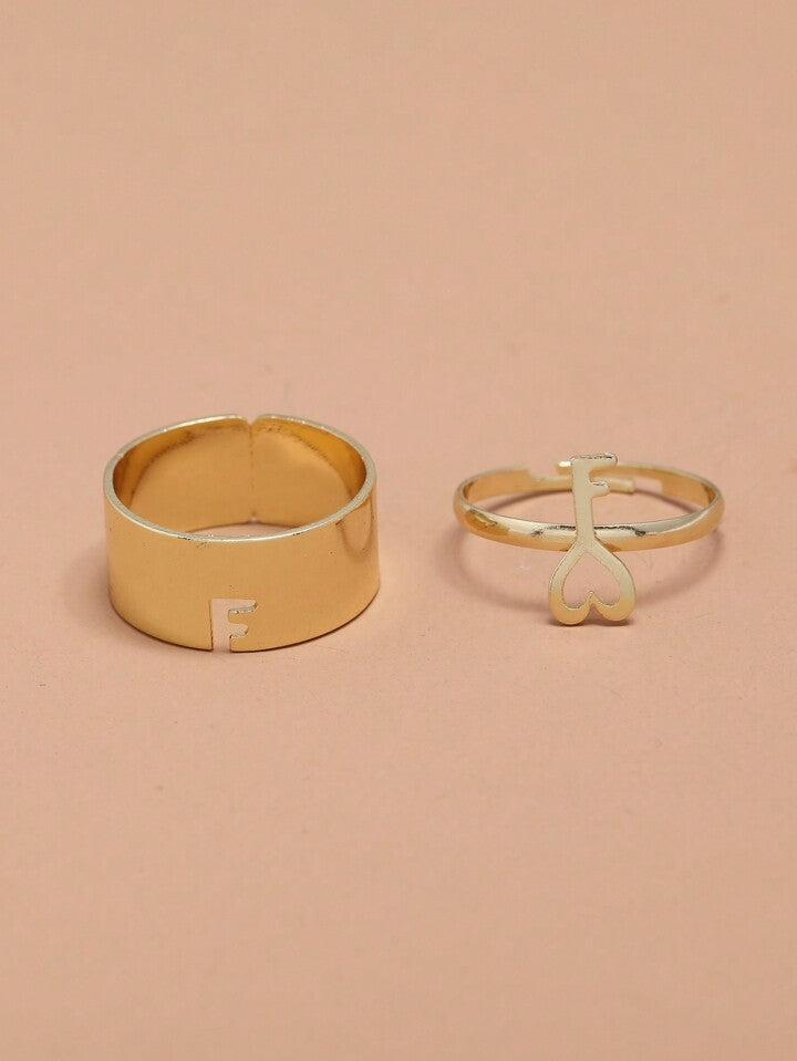 Heart Key Lock Couple Ring Set