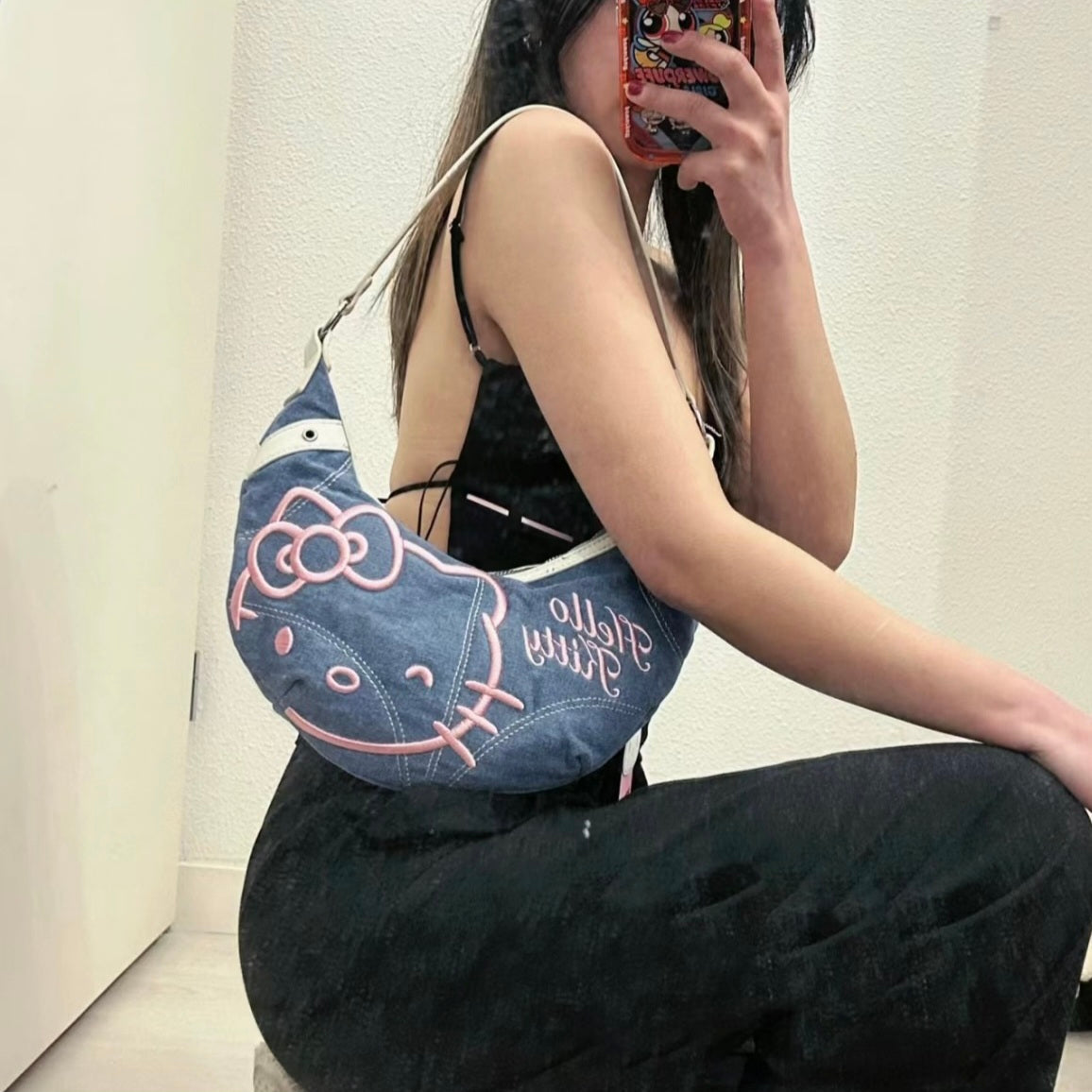 Hello Kitty Denim Shoulder Bag