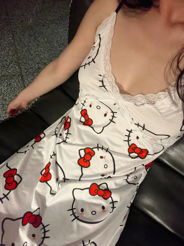 Hello Kitty Side Slits Lace Trim Nightdress