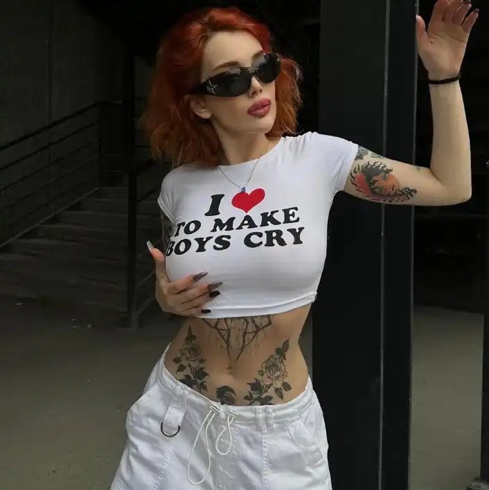 'I Love To Make Boys Cry' Crop Top