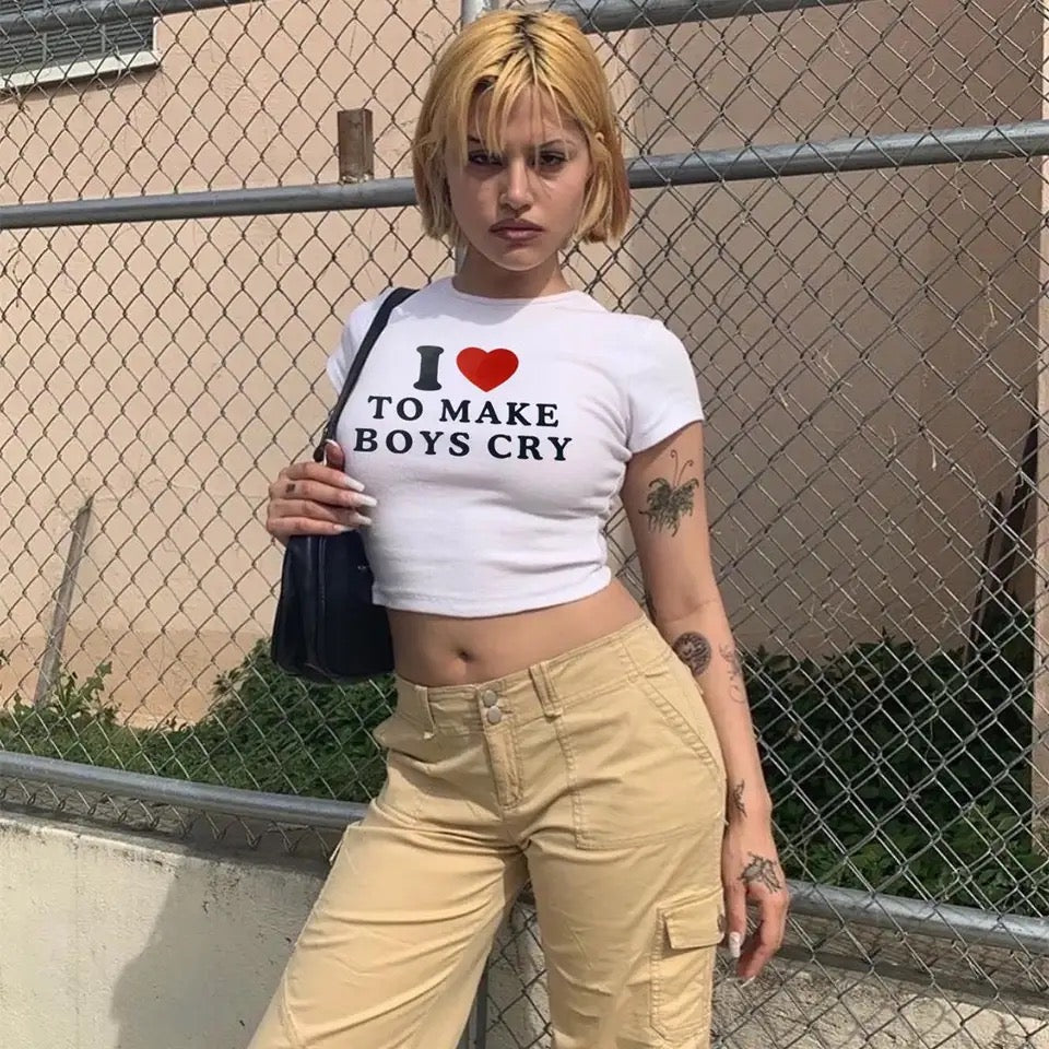 'I Love To Make Boys Cry' Crop Top