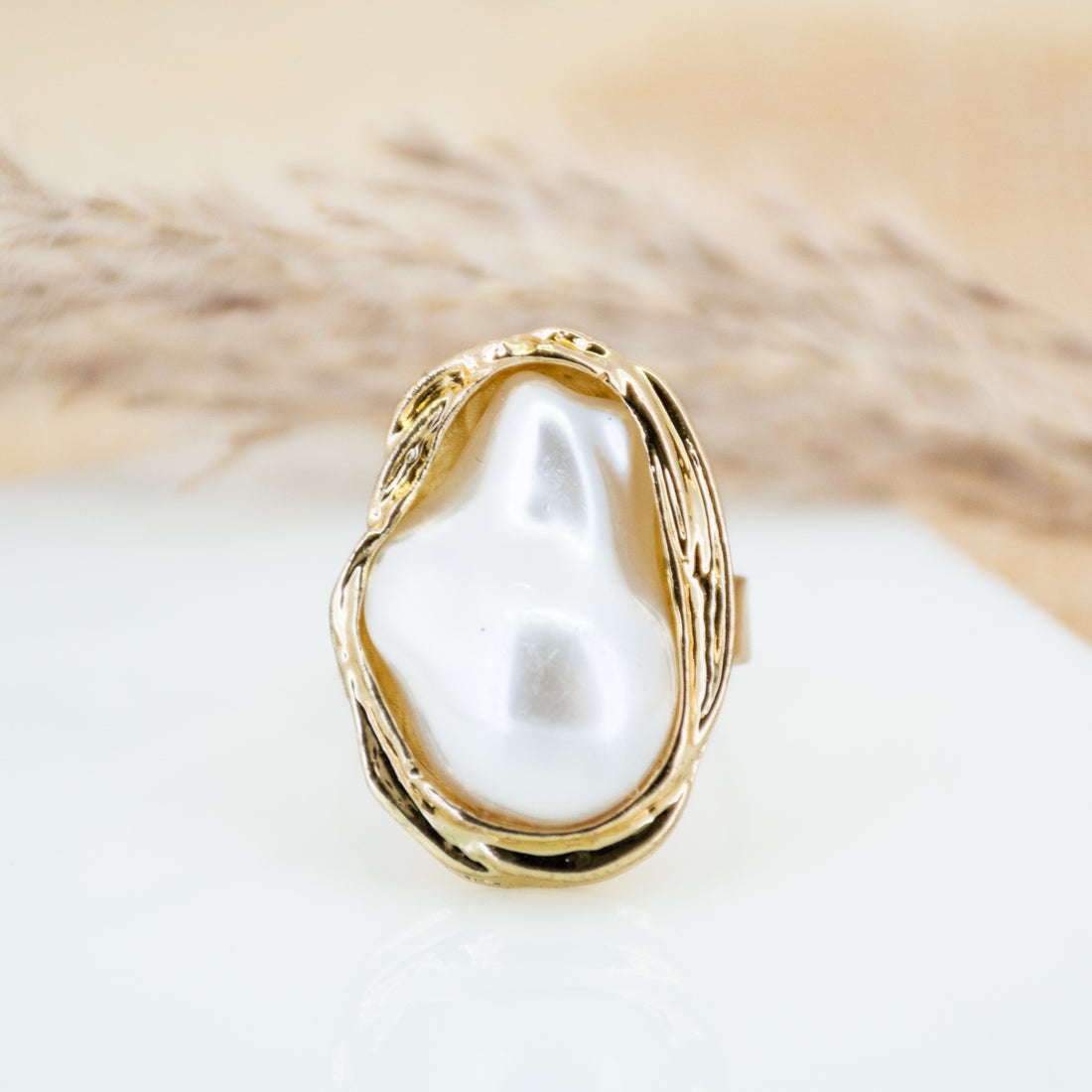 Irregular Pearl Shaped Ring