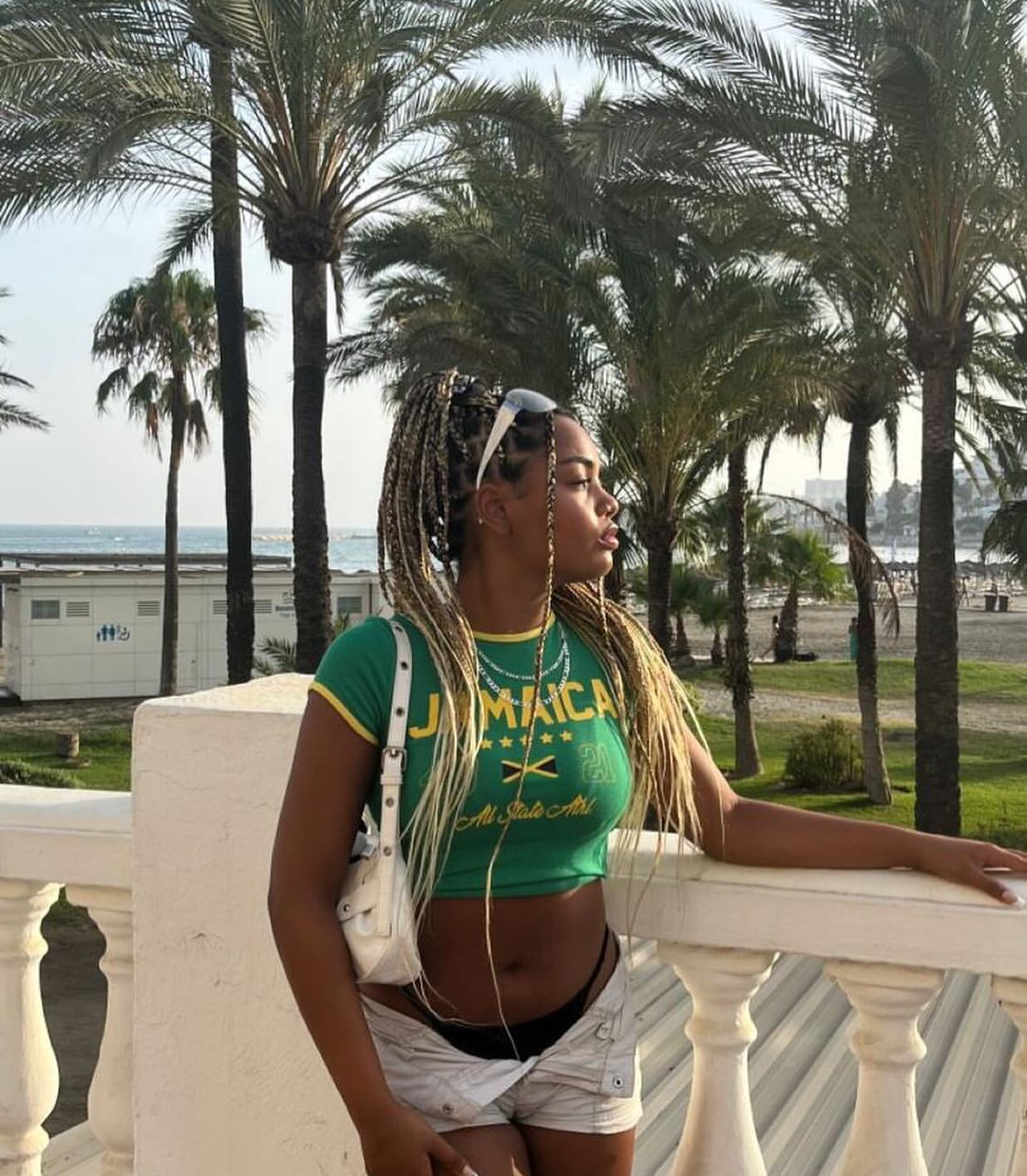 'Jamaica' '48' '21' Crew Neck Crop Top