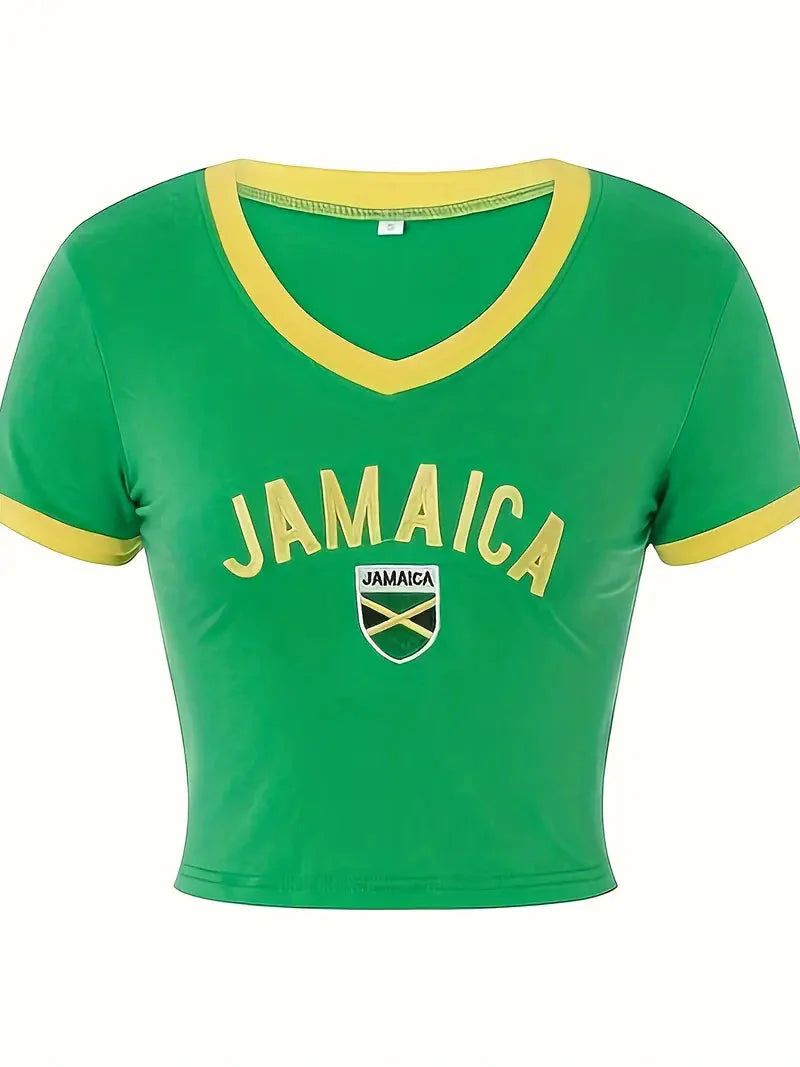 'Jamaica' V-Neck Crop Top