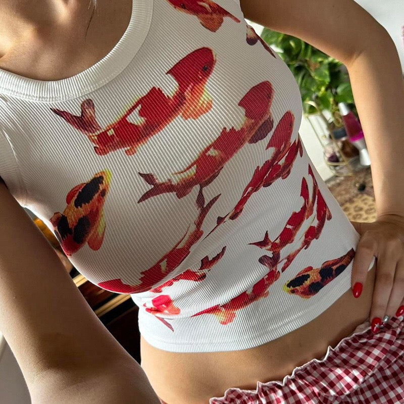 Koi Fish Print Tank Top