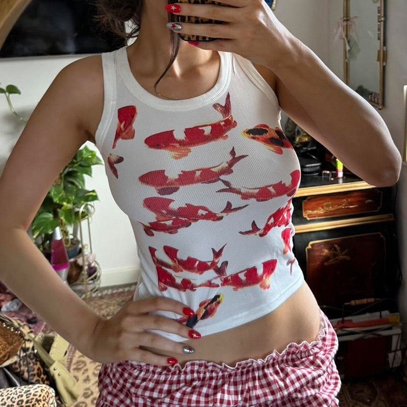 Koi Fish Print Tank Top