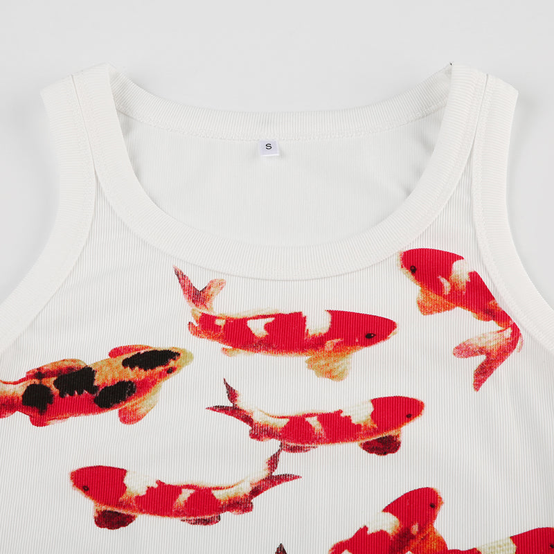 Koi Fish Print Tank Top