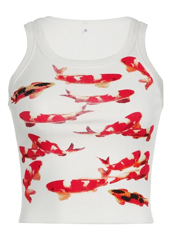 Koi Fish Print Tank Top