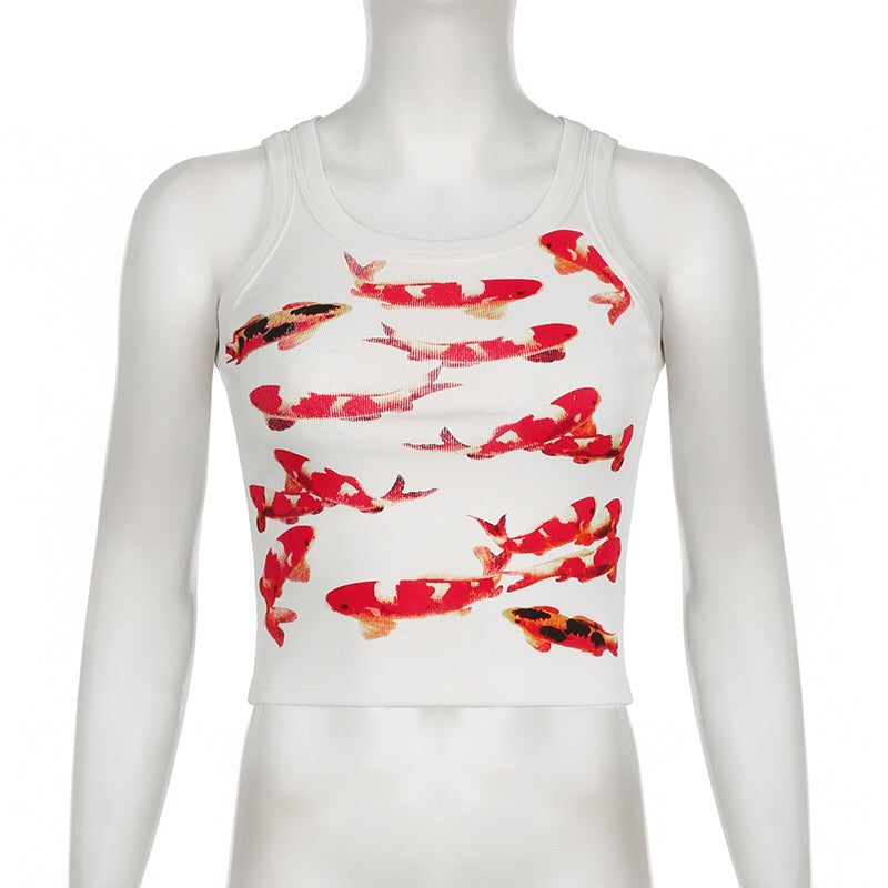 Koi Fish Print Tank Top