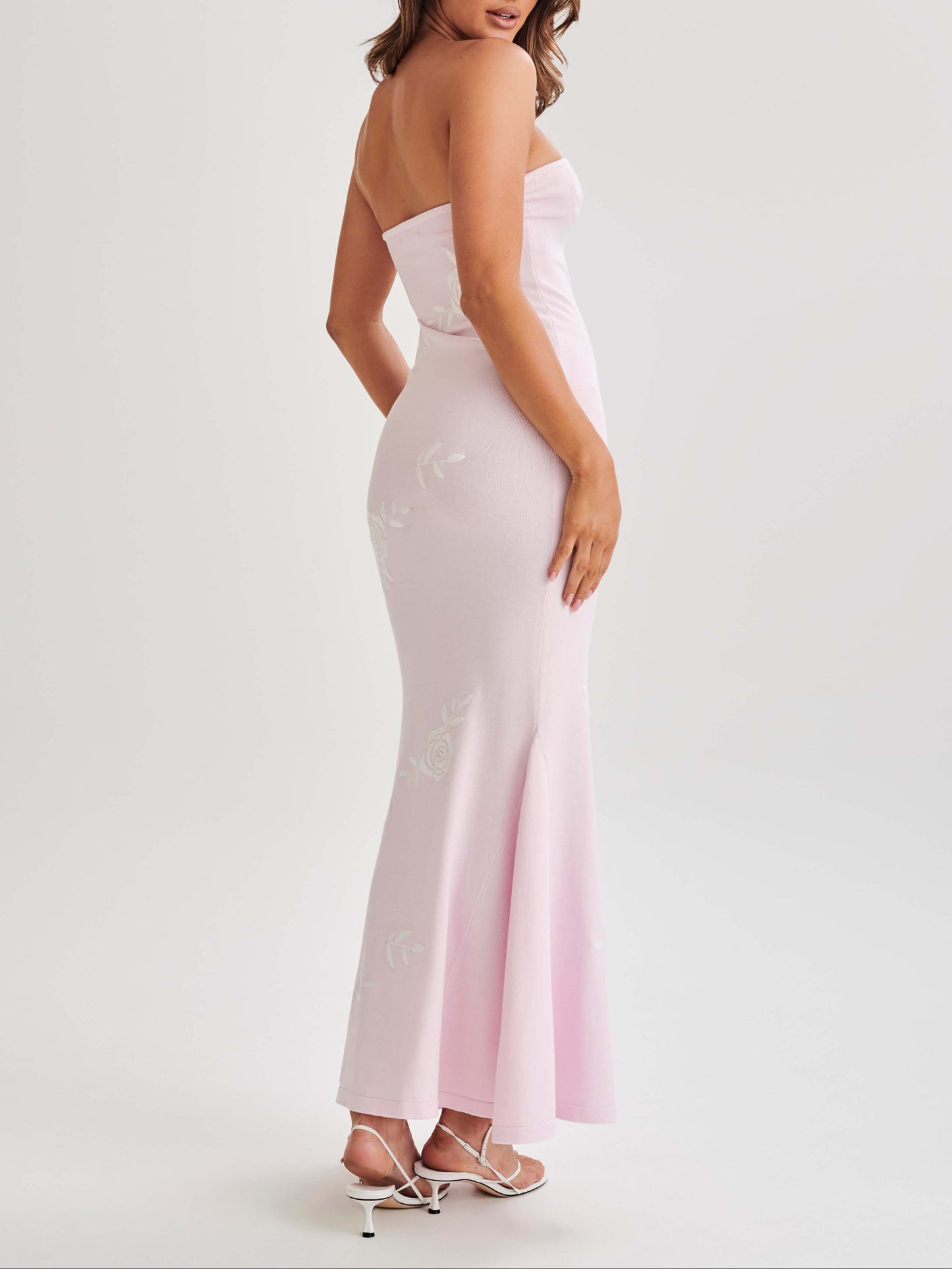 Lorelai Strapless Rose Knit Maxi Dress