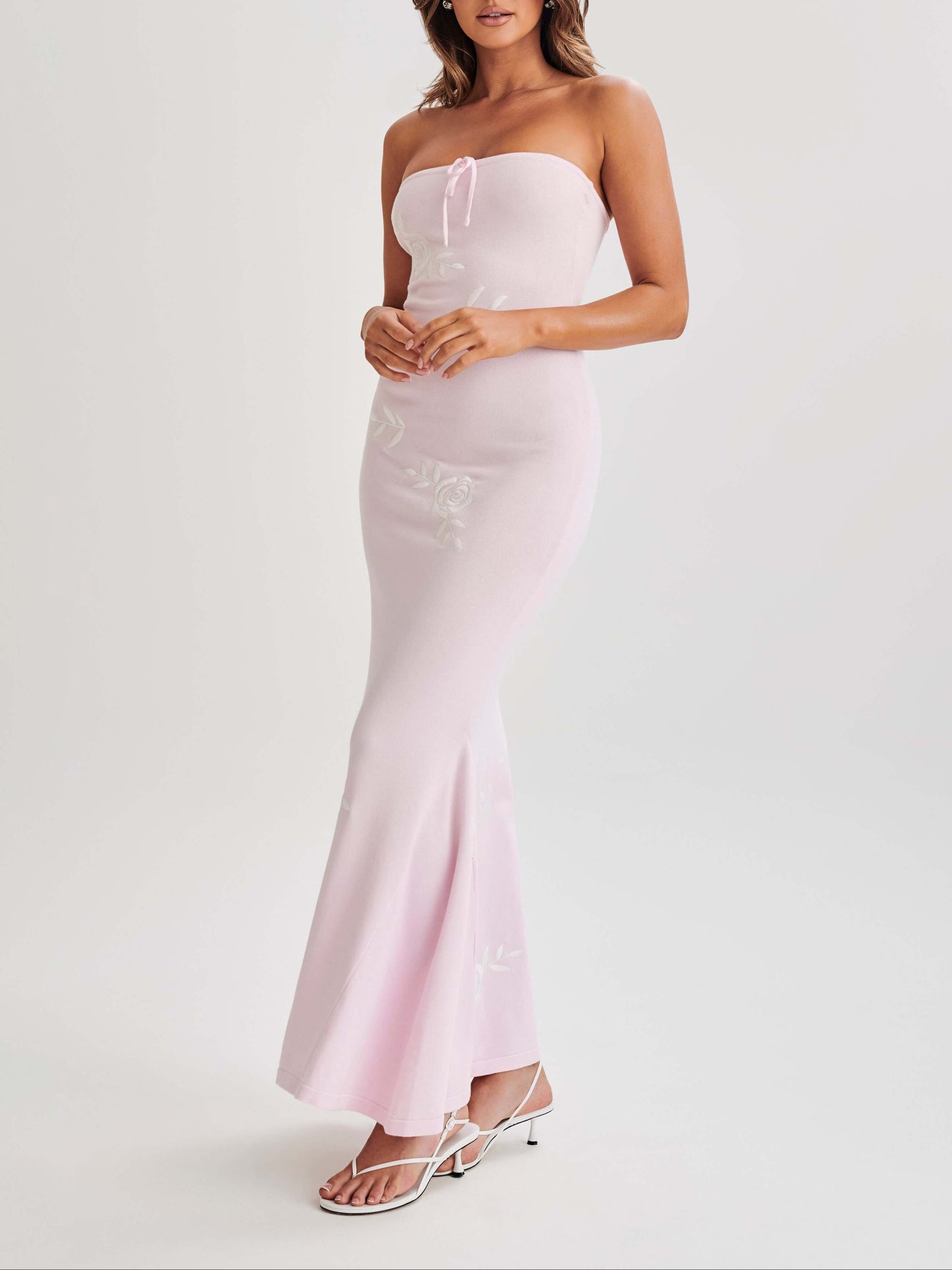 Lorelai Strapless Rose Knit Maxi Dress