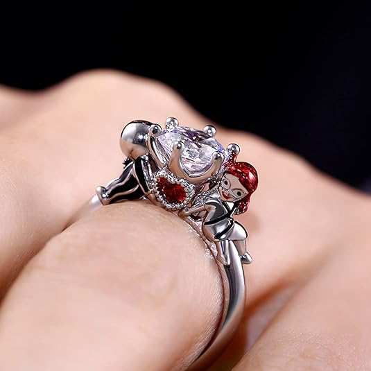 Love Skull Red Hair Ring