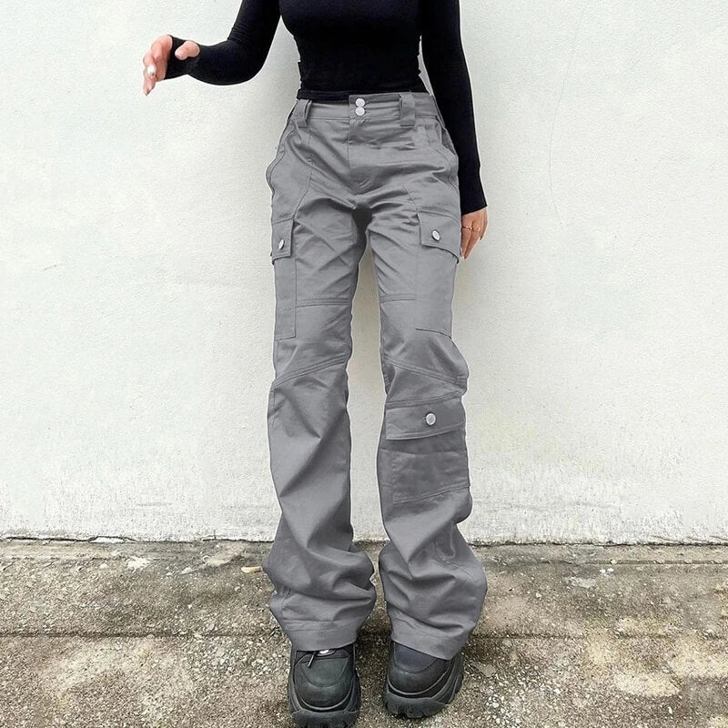 Low Rise Flared Cargo Pants