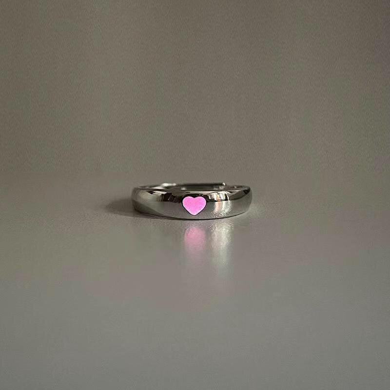 Luminous Heart Silver Glow In Dark Ring