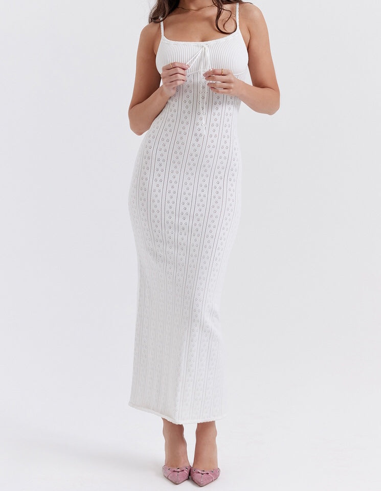 Myla White Knit Maxi Dress