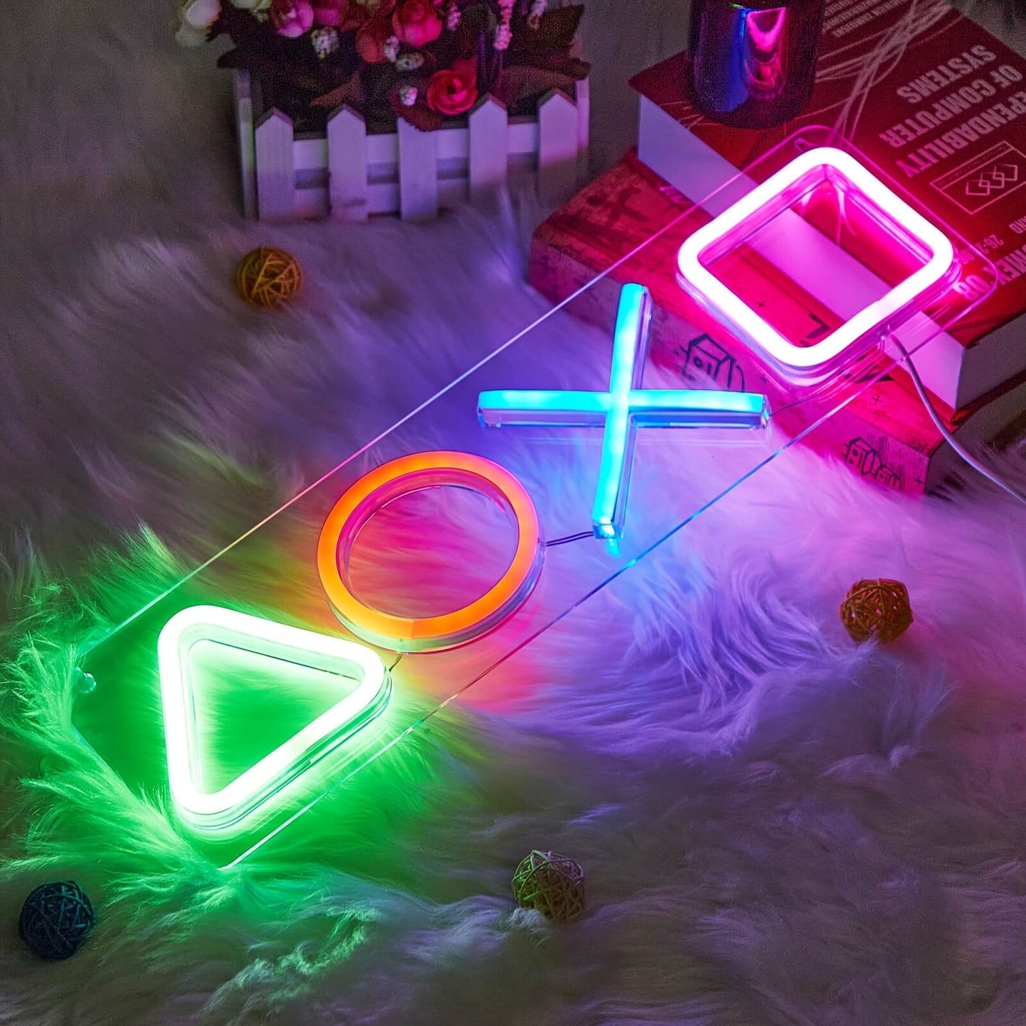 Neon Playstation Buttons Sign Light