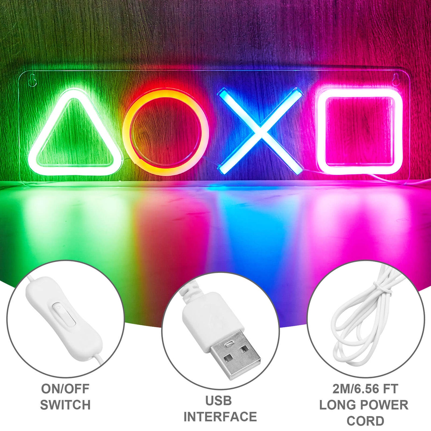 Neon Playstation Buttons Sign Light