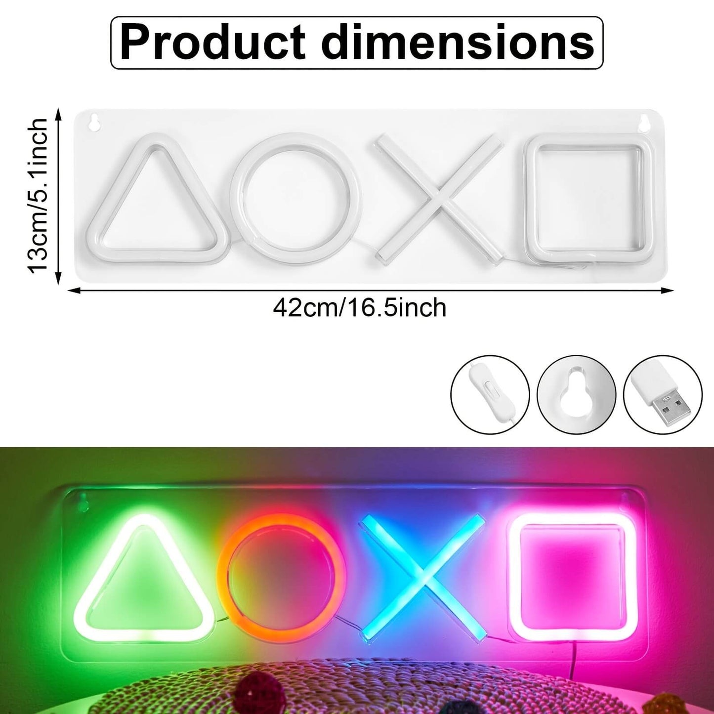 Neon Playstation Buttons Sign Light