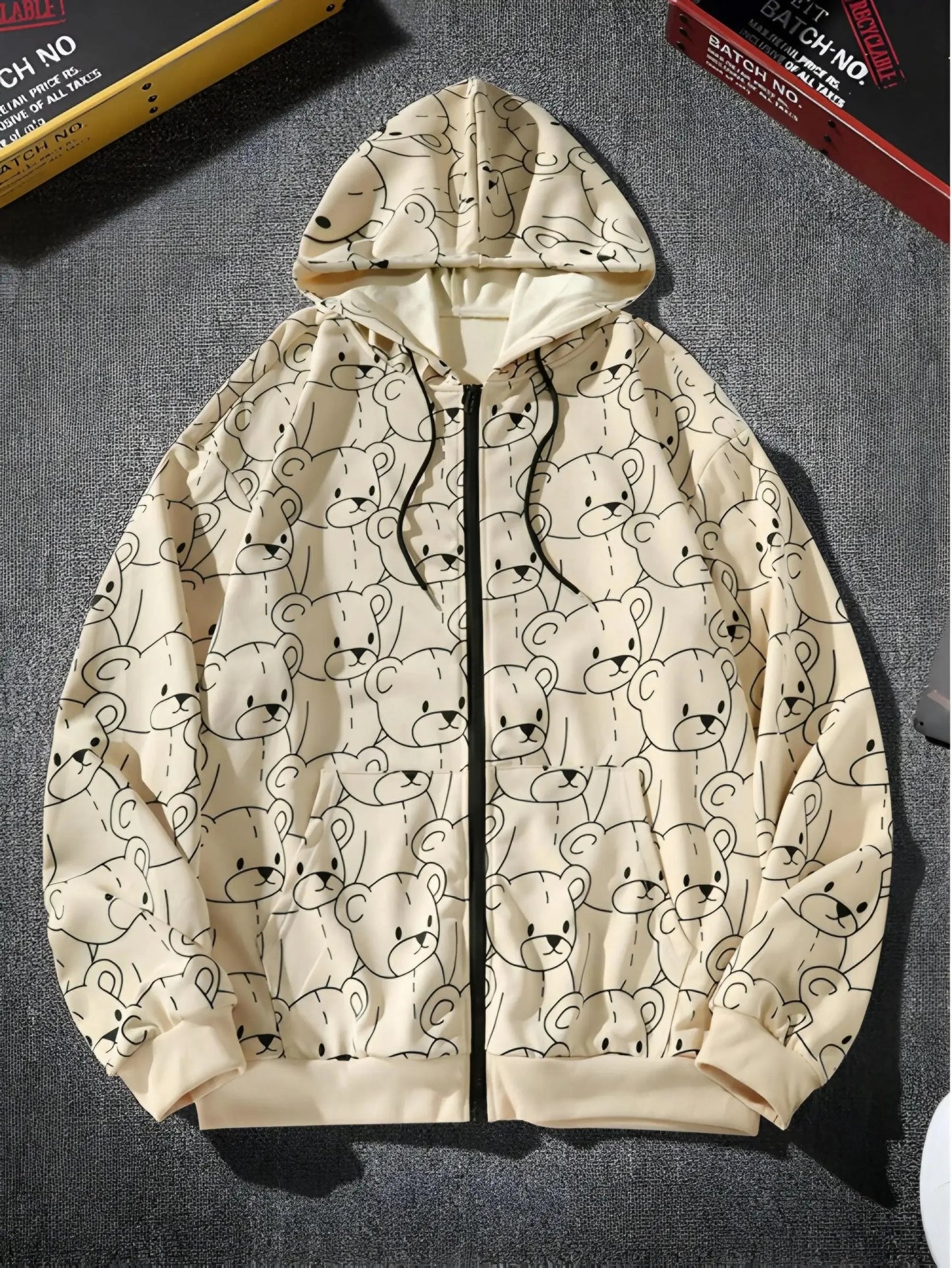 New Preppy Bear Print Hoodie