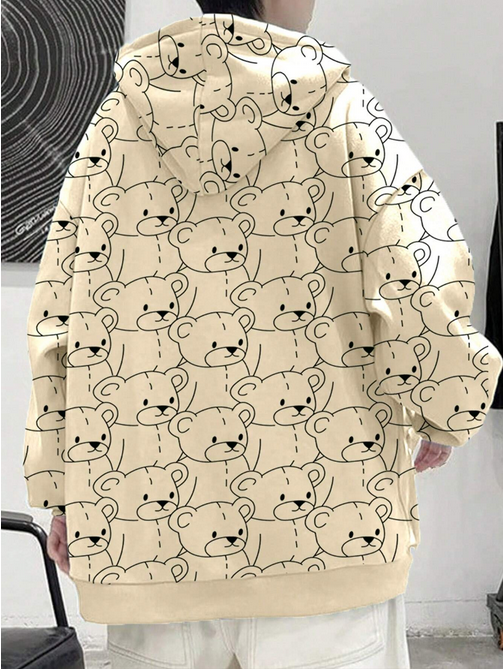 New Preppy Bear Print Hoodie