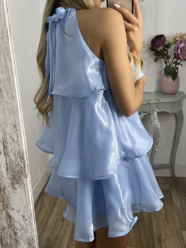 Organza Halterneck Layered Mini Dress