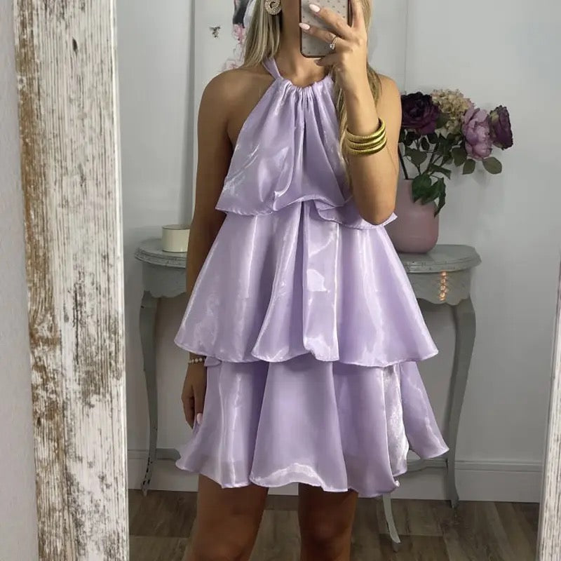 Organza Halterneck Layered Mini Dress