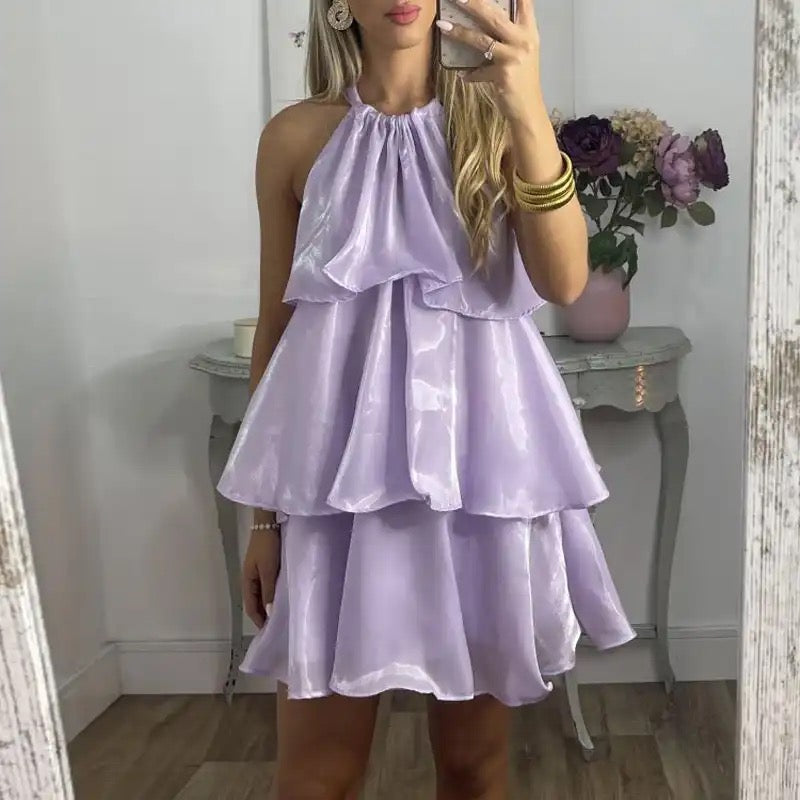 Organza Halterneck Layered Mini Dress