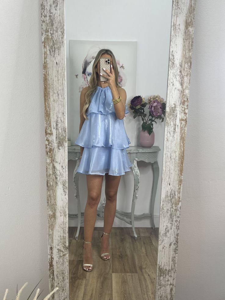 Organza Halterneck Layered Mini Dress