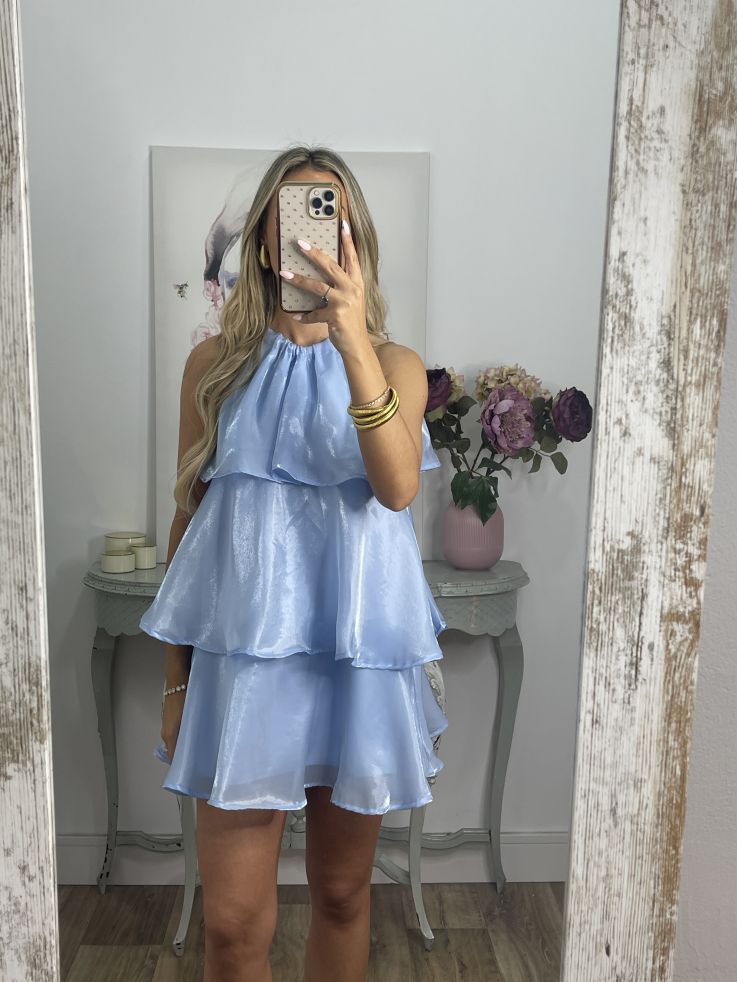 Organza Halterneck Layered Mini Dress