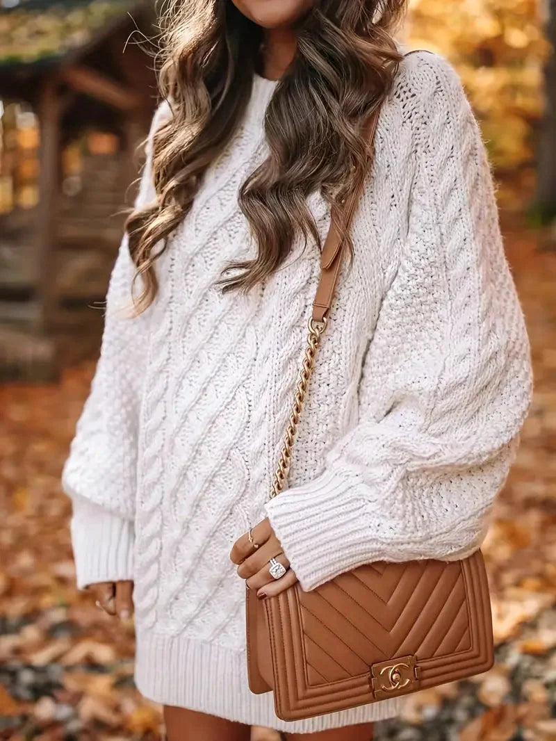 Oversized Cable Knit Sweater Dress