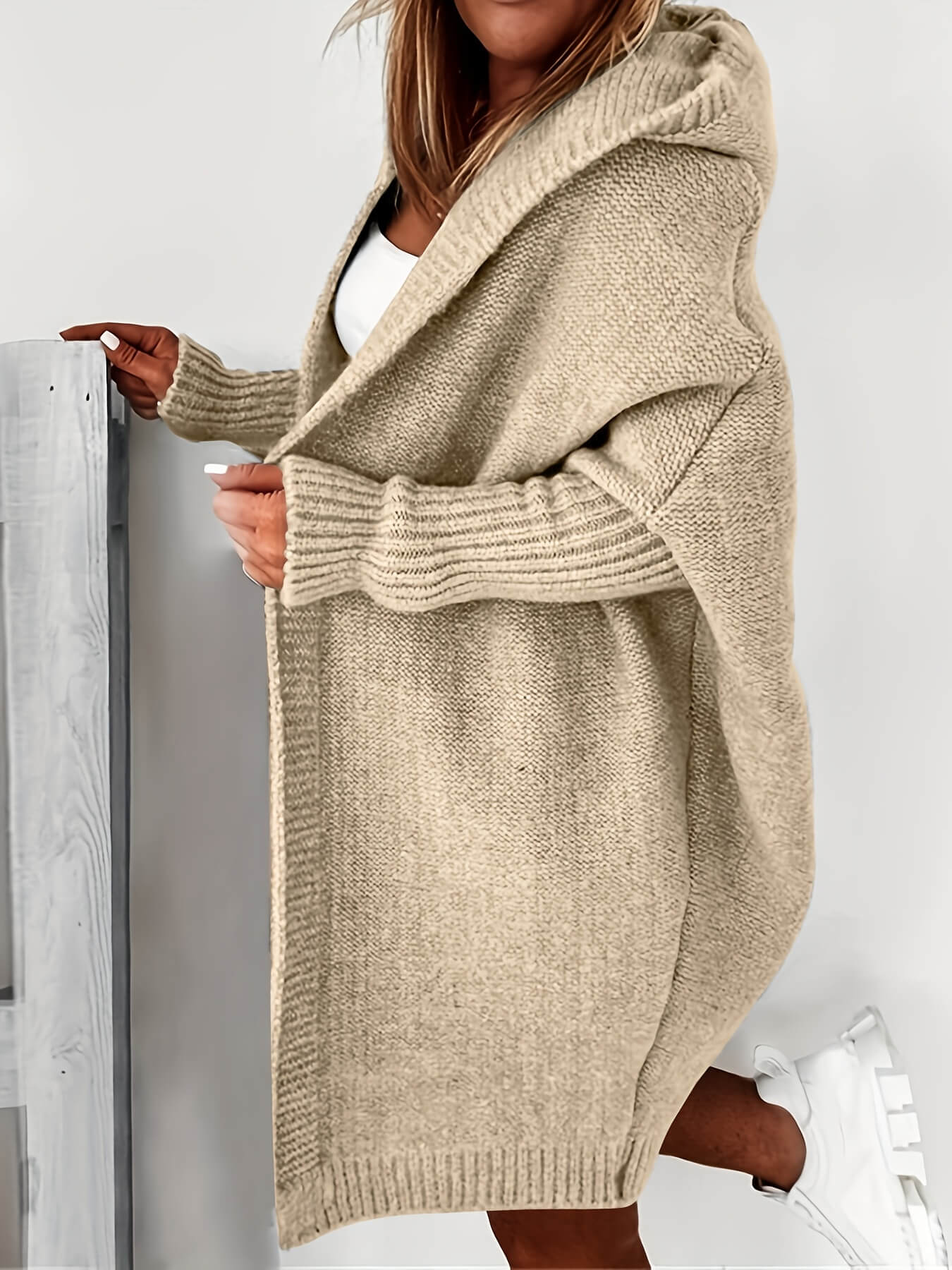 Oversized Hooded Knitted Cardigan