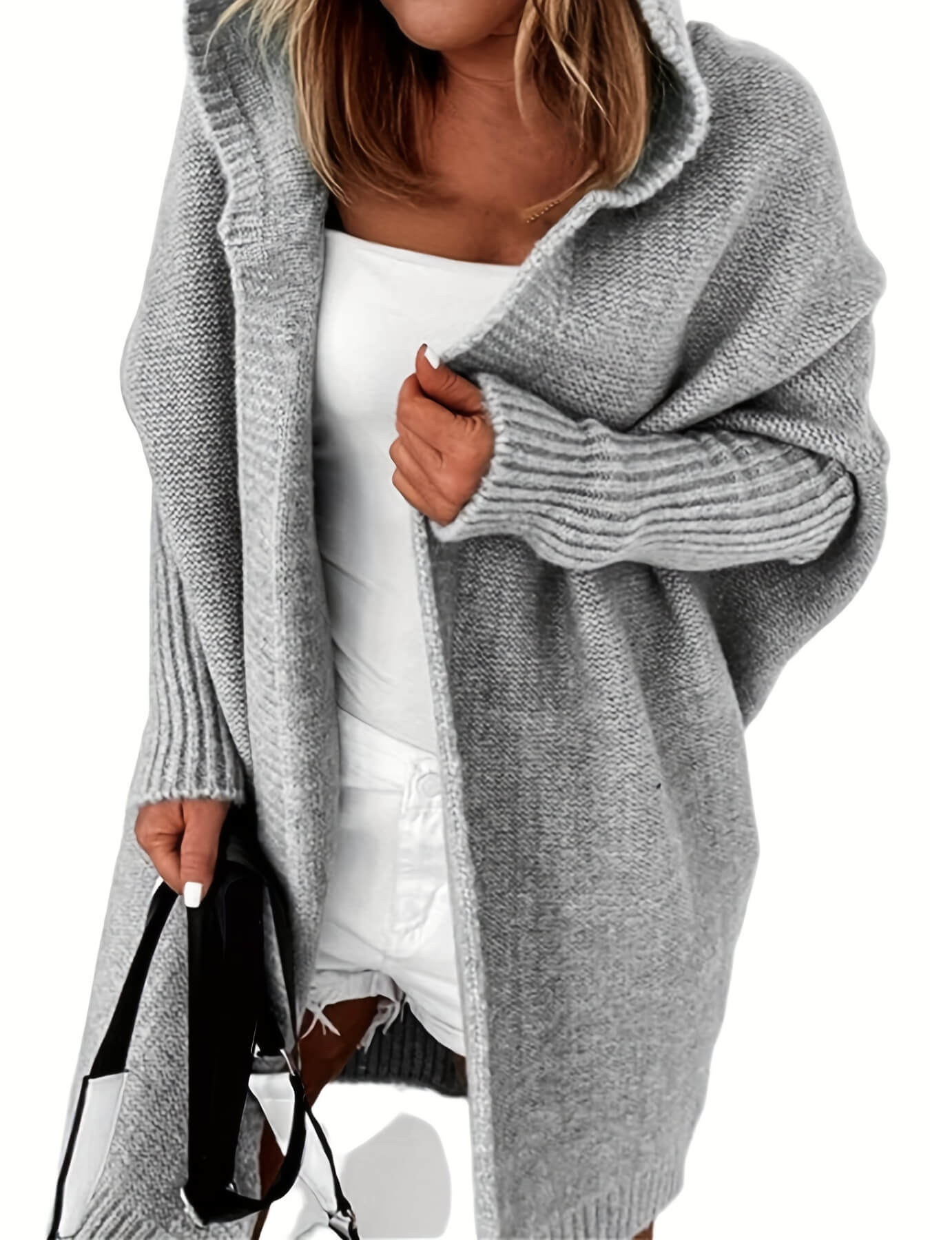 Oversized Hooded Knitted Cardigan