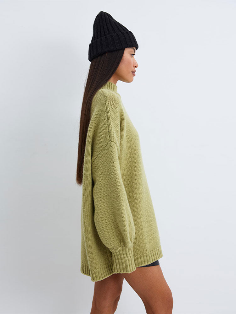 Oversized Solid O-Neck Sweater