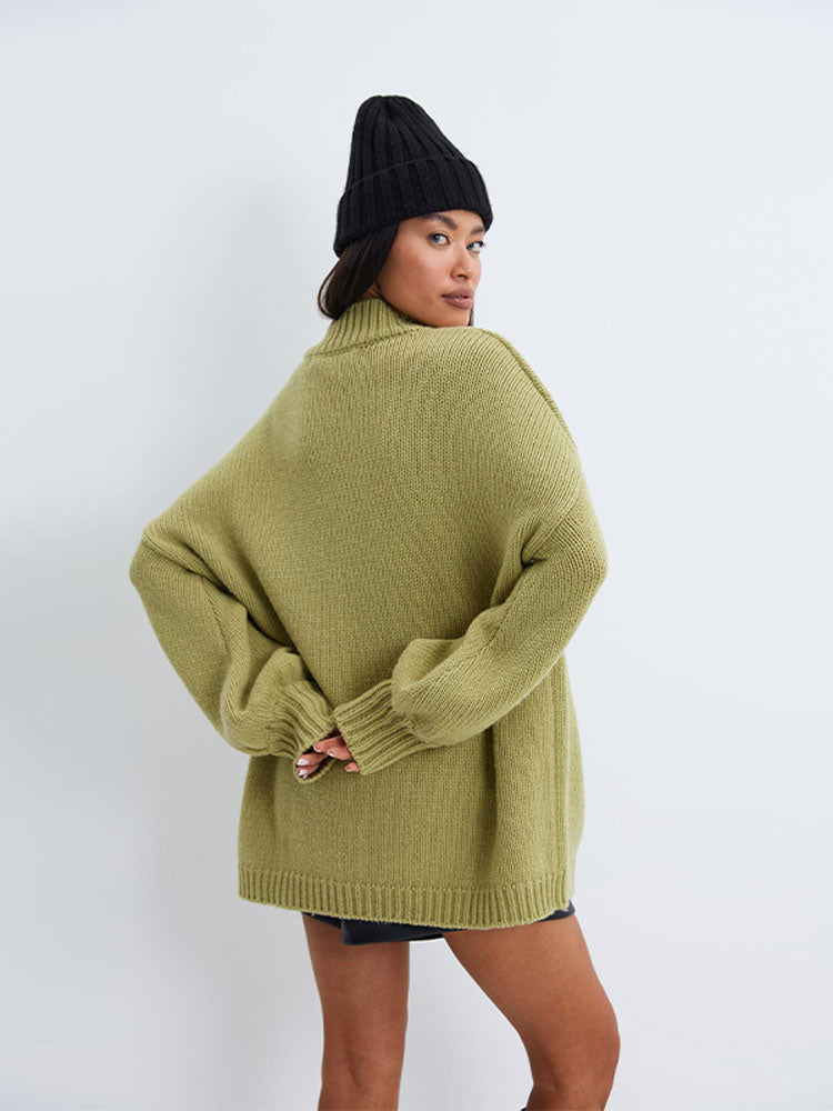 Oversized Solid O-Neck Sweater