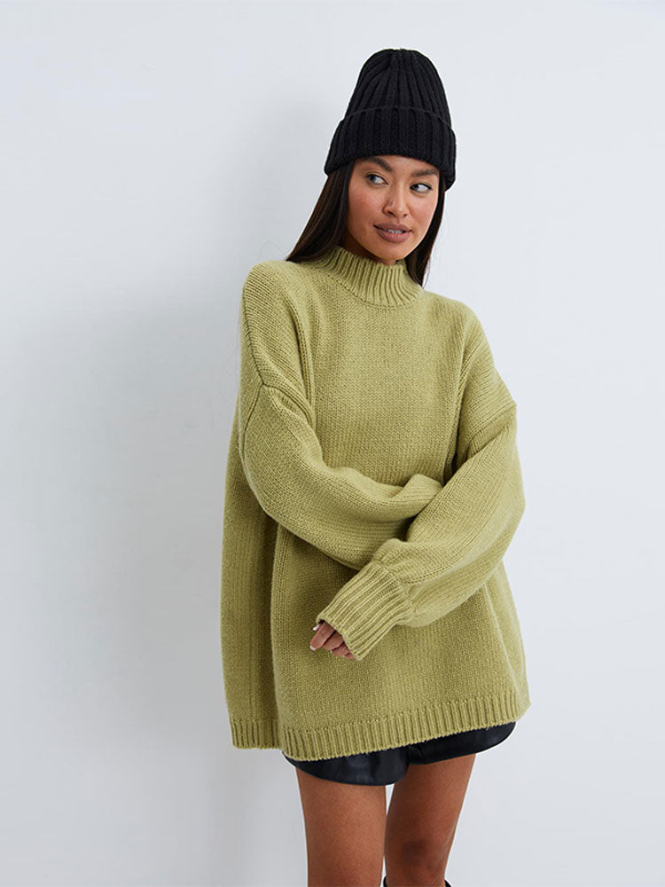 Oversized Solid O-Neck Sweater