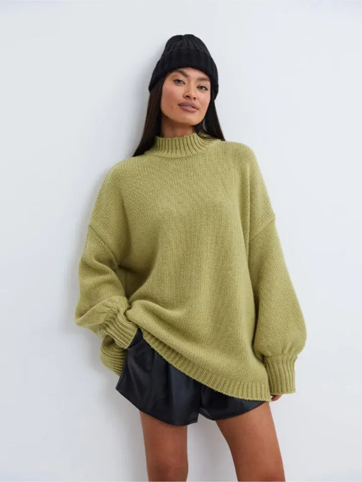 Oversized Solid O-Neck Sweater