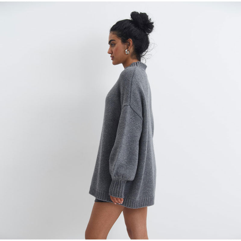 Oversized Solid O-Neck Sweater